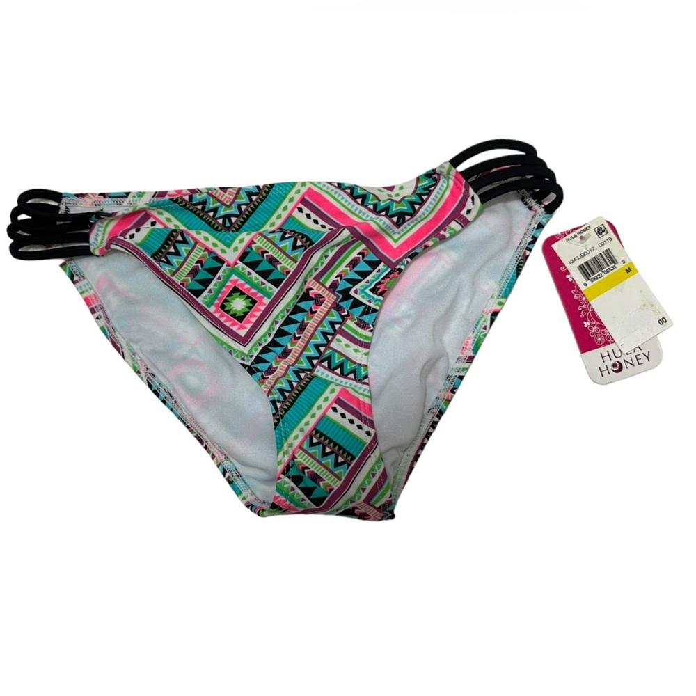 NWT Hula Honey Bikini Bottoms Tribal Green Pink Print Women’s